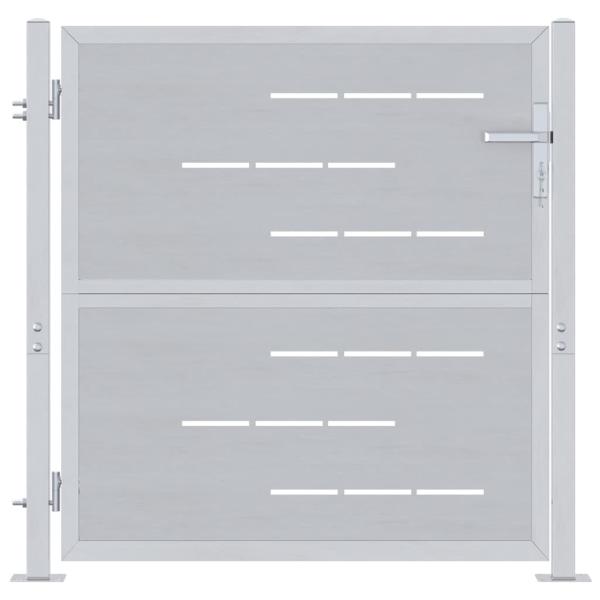 Gartentor mit Schloss Silber 85 x 97 cm Edelstahl