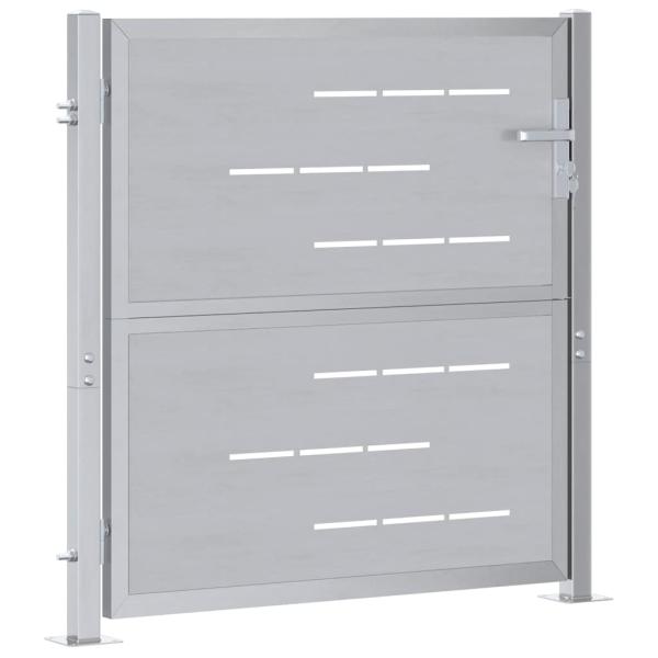 Gartentor mit Schloss Silber 85 x 97 cm Edelstahl