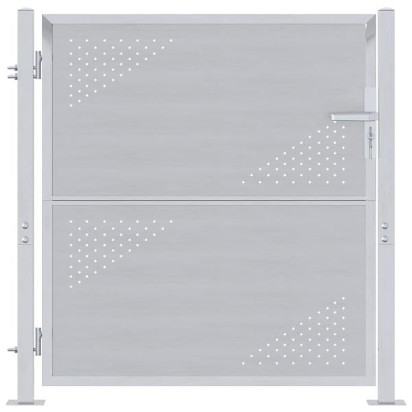Gartentor mit Schloss Silber 85 x 97 cm Edelstahl