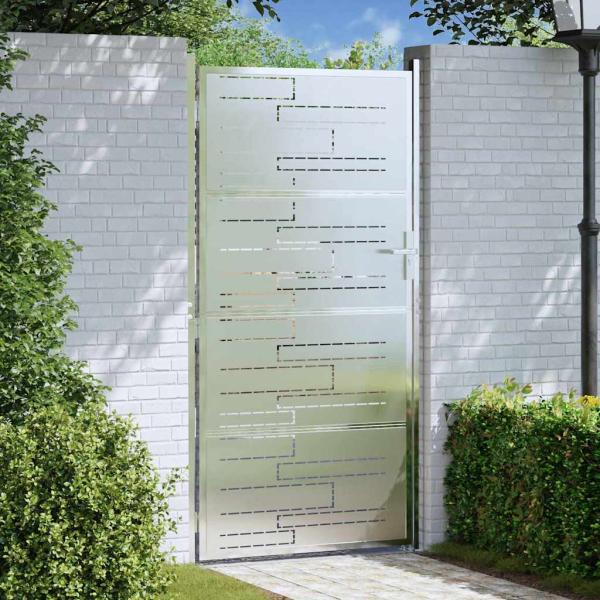 ARDEBO.de - Gartentor 85 x 174 cm Edelstahl Silber Abschließbar