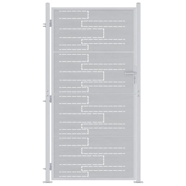 Gartentor 85 x 174 cm Edelstahl Silber Abschließbar