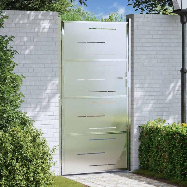 ARDEBO.de - Gartentor mit Schloss Silber 85 x 196 cm Edelstahl