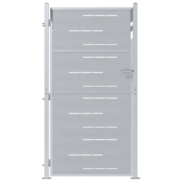 Gartentor mit Schloss Silber 85 x 196 cm Edelstahl