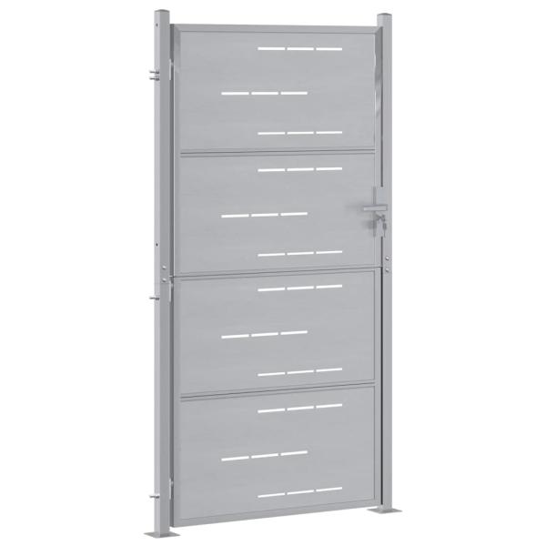 Gartentor mit Schloss Silber 85 x 196 cm Edelstahl