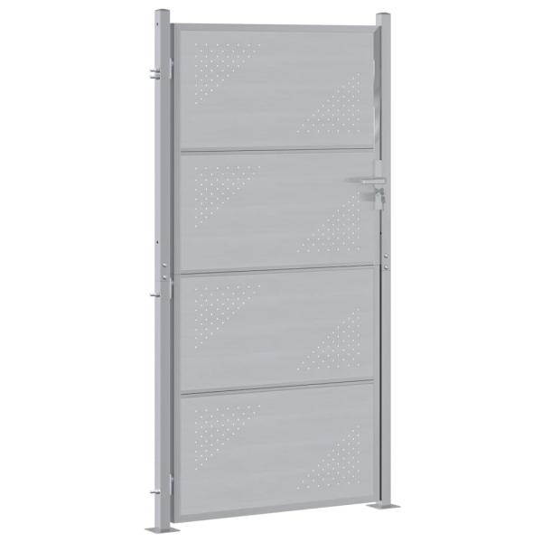 Gartentor mit Schloss Silber 96 x 200 cm Edelstahl