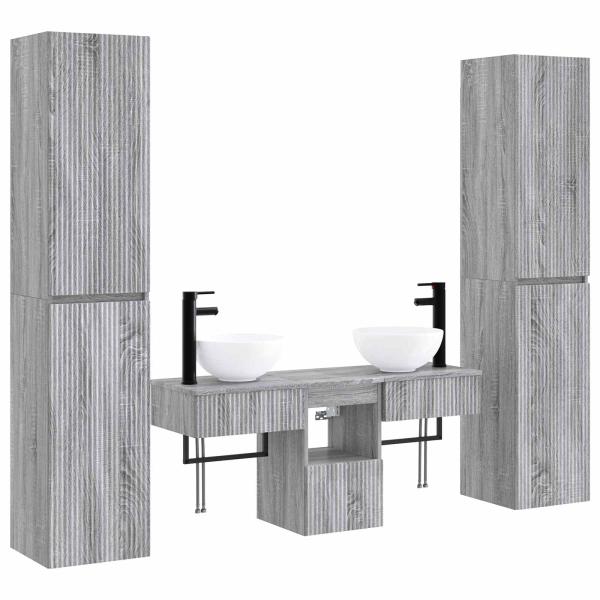 Badezimmermöbel-Set 5 stk. Grau Sonoma 33 x 34,5 x 160 cm