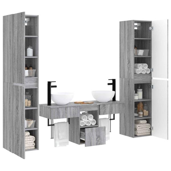 Badezimmermöbel-Set 5 stk. Grau Sonoma 33 x 34,5 x 160 cm