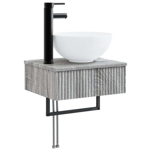 Badezimmermöbel-Set 5 stk. Grau Sonoma 33 x 34,5 x 160 cm