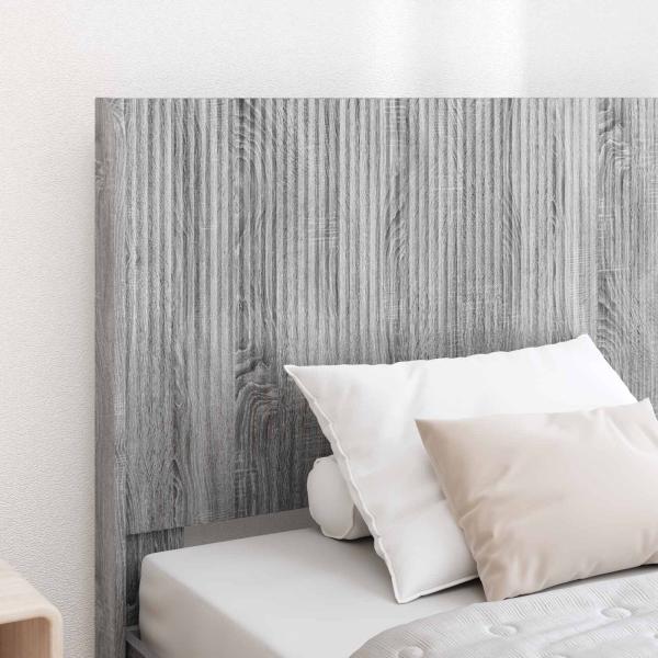 Bettgestell mit Stauraum und Kopfteil Grau Sonoma 100 x 200 cm
