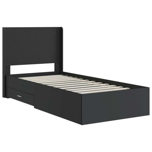 Bettgestell mit Stauraum und Kopfteil Schwarz 75 x 190 cm