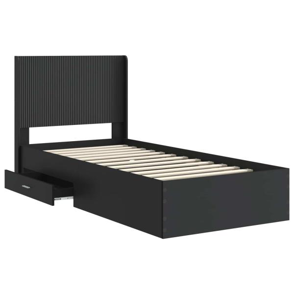 Bettgestell mit Stauraum und Kopfteil Schwarz 75 x 190 cm