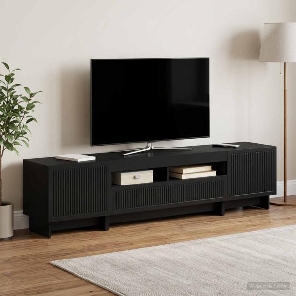 5-teiliges LED TV Schrank Schwarz Holzwerkstoff