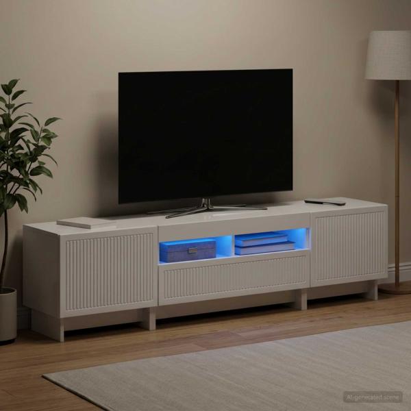 ARDEBO.de - 5-teiliges LED TV Schrank Hochglanz Weiß Holzwerkstoff