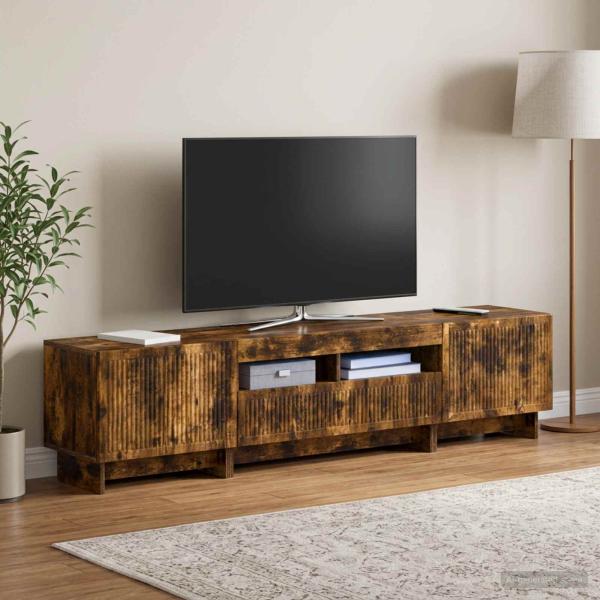 5-teiliges LED TV Schrank Raucheiche Holzwerkstoff