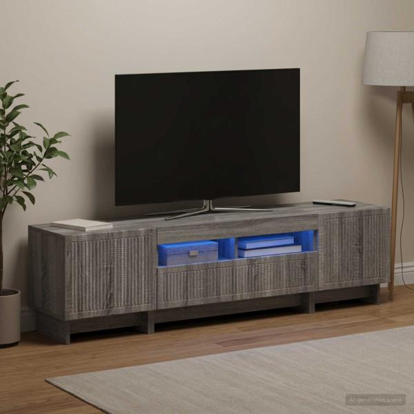 ARDEBO.de - 5-teiliges LED TV Schrank Sonoma-Grau Holzwerkstoff