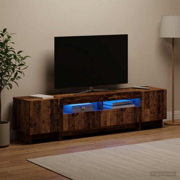 ARDEBO.de - 5-teiliges LED TV Schrank Altholz Holzwerkstoff