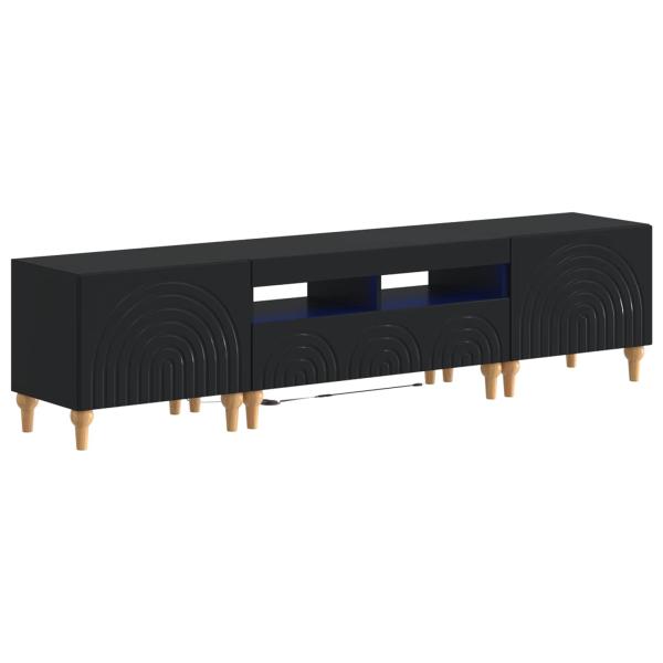 3-teiliges LED TV Regal Schwarz Holzwerkstoff