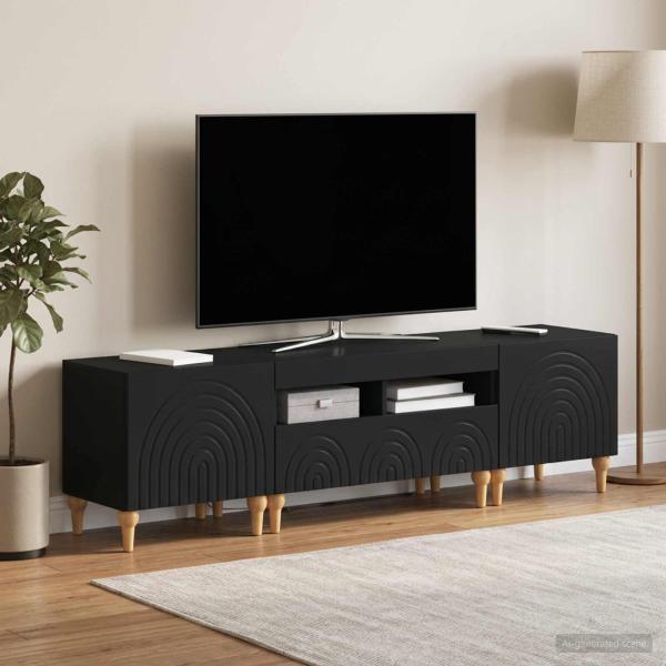 3-teiliges LED TV Regal Schwarz Holzwerkstoff
