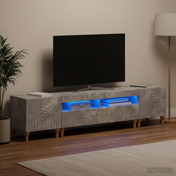 3-teiliges LED TV Regal Betongrau Holzwerkstoff