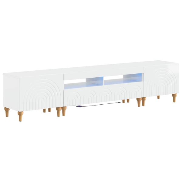 3-teiliges LED TV Regal Hochglanz Weiß Holzwerkstoff
