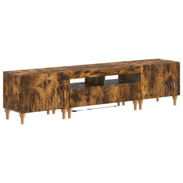 3-teiliges LED TV Regal Raucheiche Holzwerkstoff