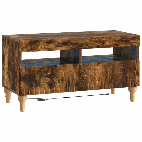3-teiliges LED TV Regal Raucheiche Holzwerkstoff