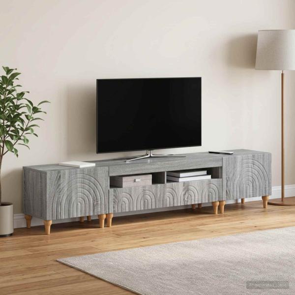 3-teiliges LED TV Regal Sonoma-Grau Holzwerkstoff