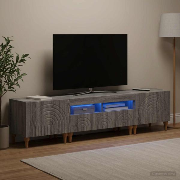 3-teiliges LED TV Regal Sonoma-Grau Holzwerkstoff