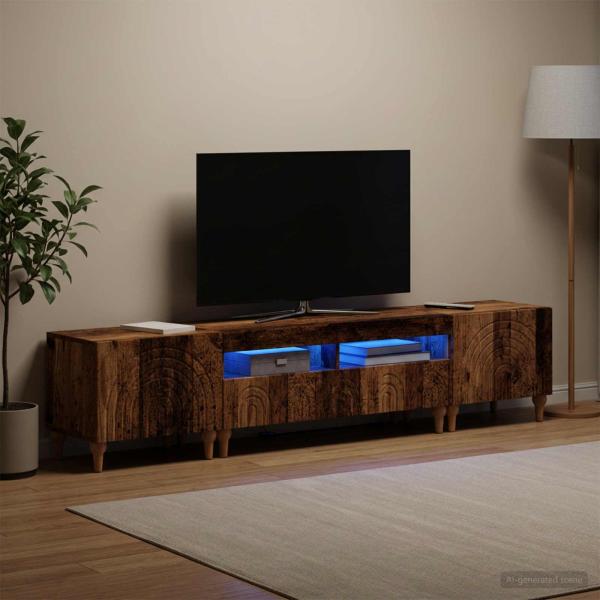 ARDEBO.de - 3-teiliges LED TV Regal Altholz Holzwerkstoff