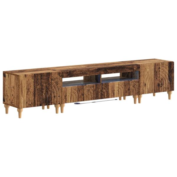 3-teiliges LED TV Regal Altholz Holzwerkstoff