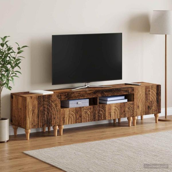 3-teiliges LED TV Regal Altholz Holzwerkstoff