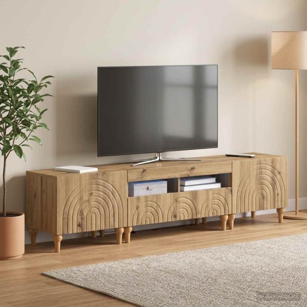 3-teiliges LED TV Regal Artisan-Eiche Holzwerkstoff