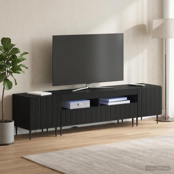 ARDEBO.de - 5-teiliges LED TV Schrank Schwarz Holzwerkstoff