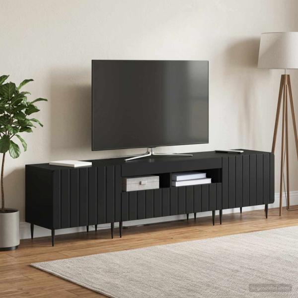 5-teiliges LED TV Schrank Schwarz Holzwerkstoff