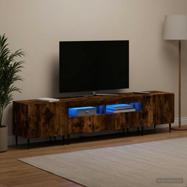 5-teiliges LED TV Schrank Raucheiche Holzwerkstoff