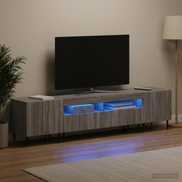 ARDEBO.de - 5-teiliges LED TV Schrank Sonoma-Grau Holzwerkstoff