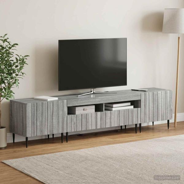 5-teiliges LED TV Schrank Sonoma-Grau Holzwerkstoff