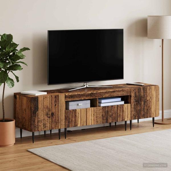 3-teiliges LED TV Regal ZWOLLE Altholz Holzwerkstoff
