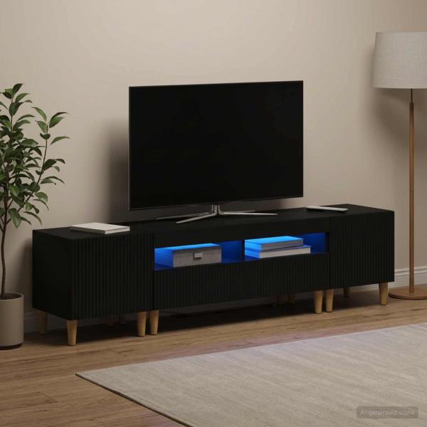 ARDEBO.de - 3-teiliges LED TV Regal ARNHEM 3 stk. Schwarz Holzwerkstoff