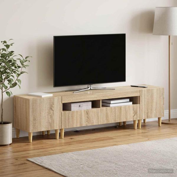 ARDEBO.de - 3-teiliges LED TV Regal ARNHEM 3 stk. Sonoma-Eiche