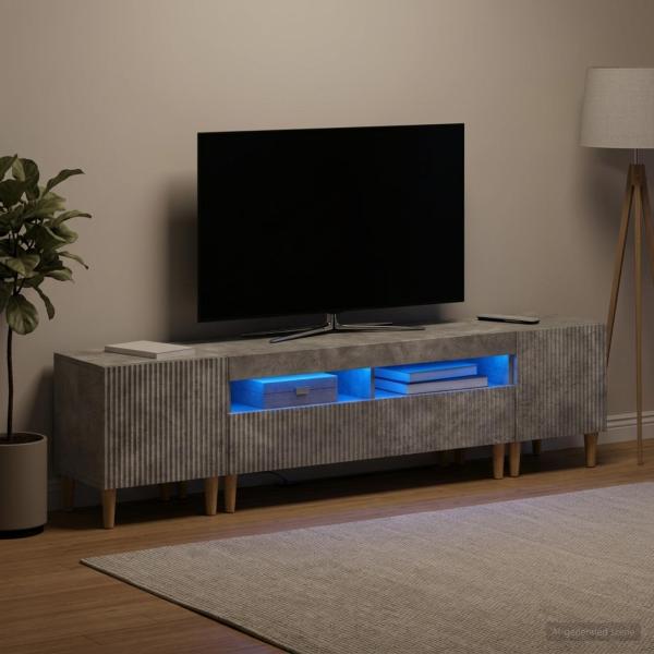 ARDEBO.de - 3-teiliges LED TV Regal ARNHEM 3 stk. Betongrau Holzwerkstoff