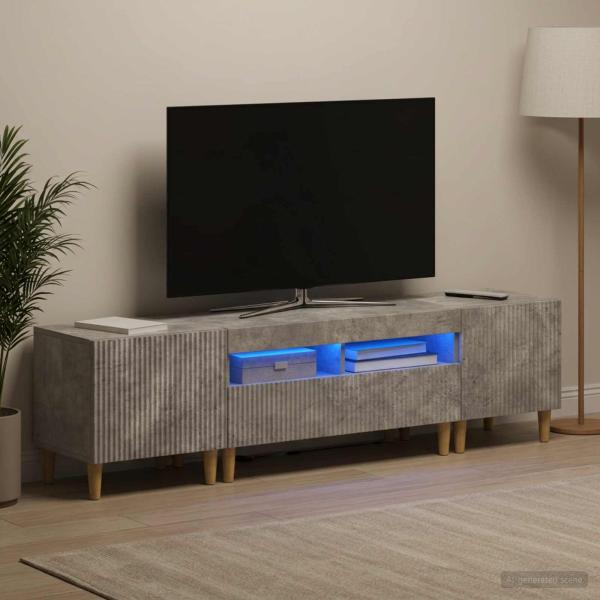 ARDEBO.de - 3-teiliges LED TV Regal ARNHEM 3 stk. Betongrau Holzwerkstoff