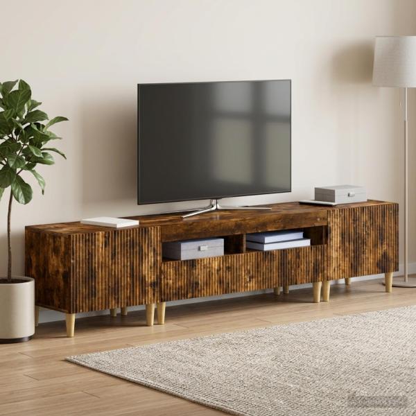 ARDEBO.de - 3-teiliges LED TV Regal ARNHEM 3 stk. Raucheiche Holzwerkstoff