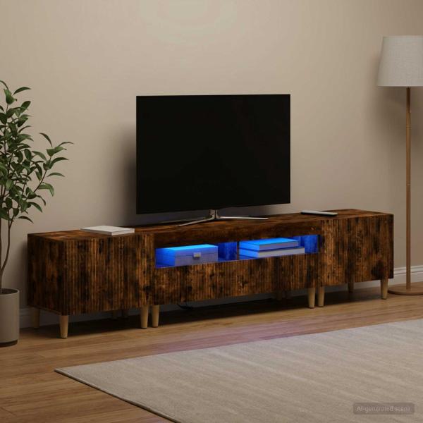 3-teiliges LED TV Regal ARNHEM 3 stk. Raucheiche Holzwerkstoff