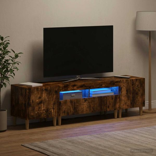 ARDEBO.de - 3-teiliges LED TV Regal ARNHEM 3 stk. Raucheiche Holzwerkstoff