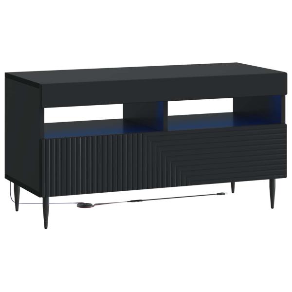 3-teiliges LED TV Regal Schwarz Holzwerkstoff