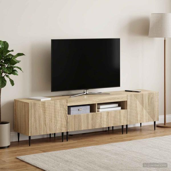 3-teiliges LED TV Regal Sonoma-Eiche Holzwerkstoff
