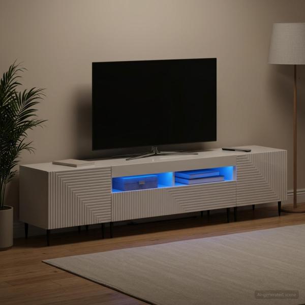 3-teiliges LED TV Regal Hochglanz Weiß Holzwerkstoff