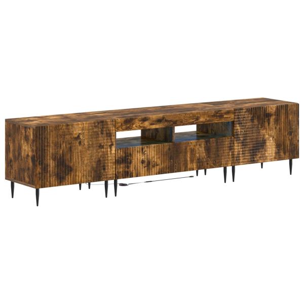3-teiliges LED TV Regal Raucheiche Holzwerkstoff