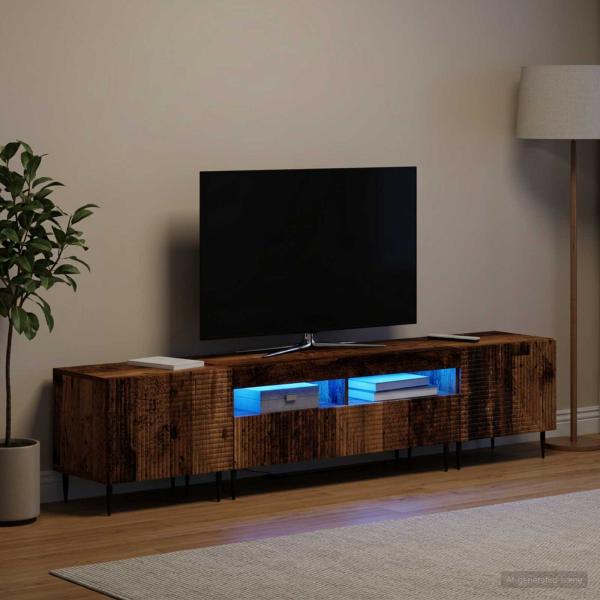 ARDEBO.de - 3-teiliges LED TV Regal Altholz Holzwerkstoff